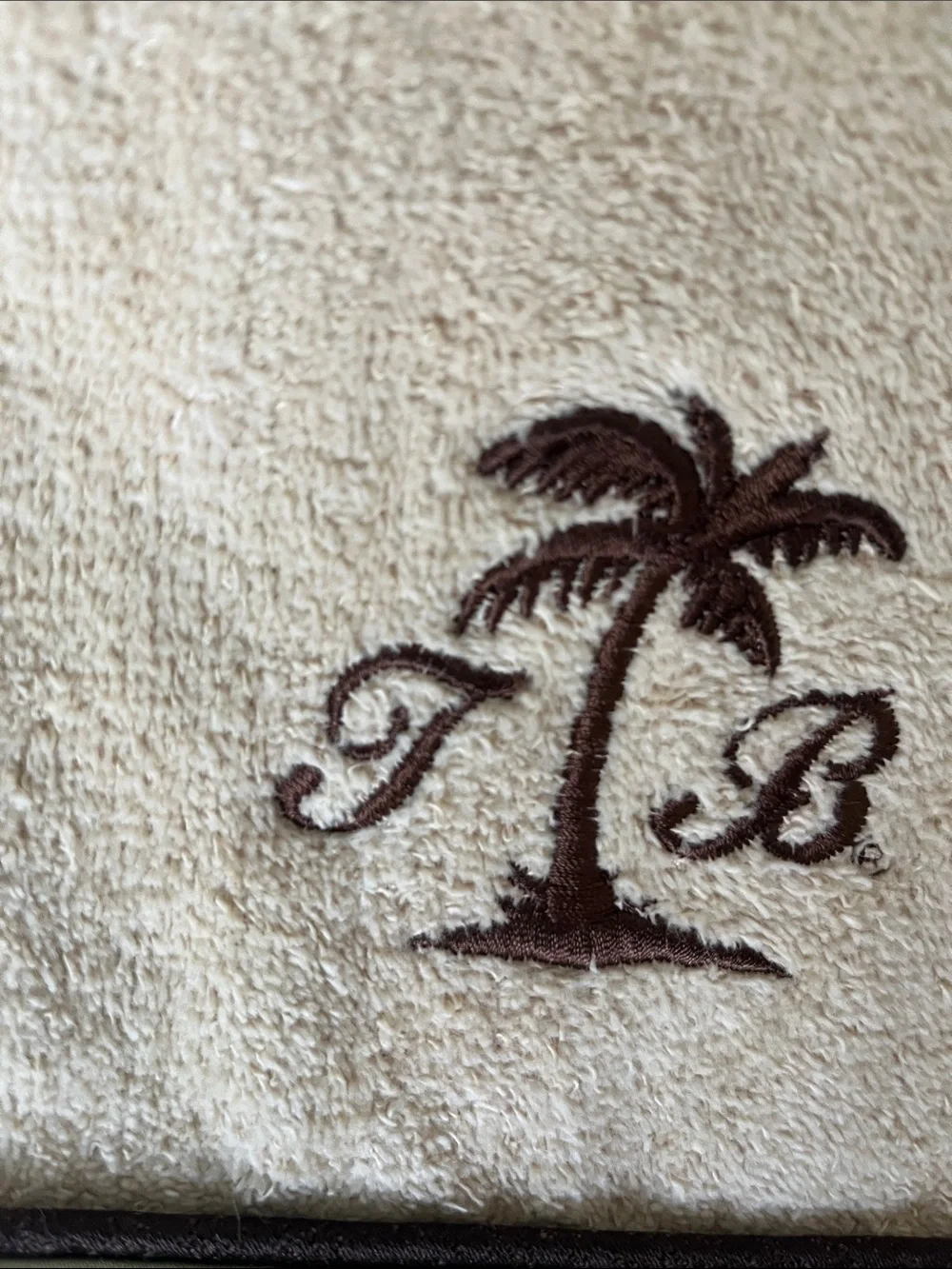 Tommy Bahama Home VTG embroidered monogram initials TB striped trim 100% cotton